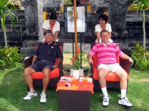 Gary Au-Yeung and John Parry enjoying a massage