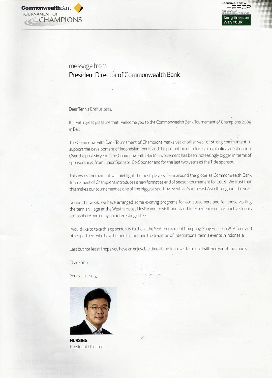 Message from President Director ​Commonwealth Bank